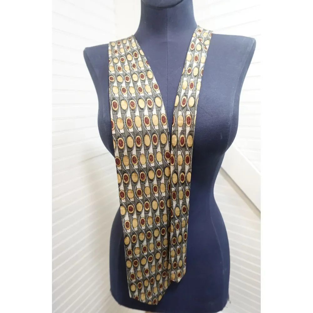 Vintage Shore &‎ Singer Neck tie 100% silk Retro Made In USA Geometric